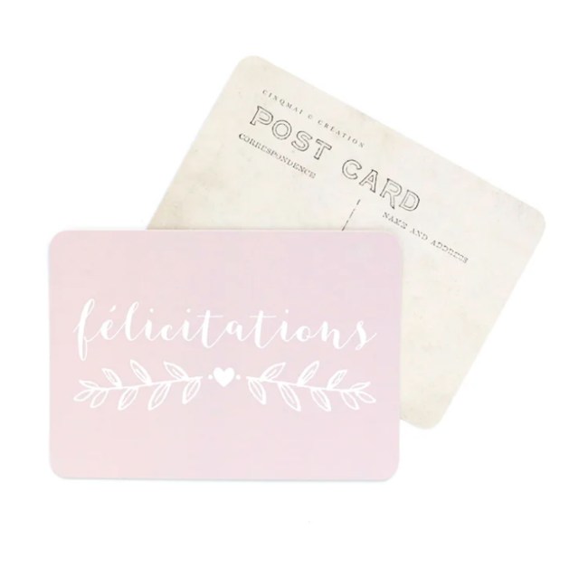 Carte FÉLICITATIONS rose